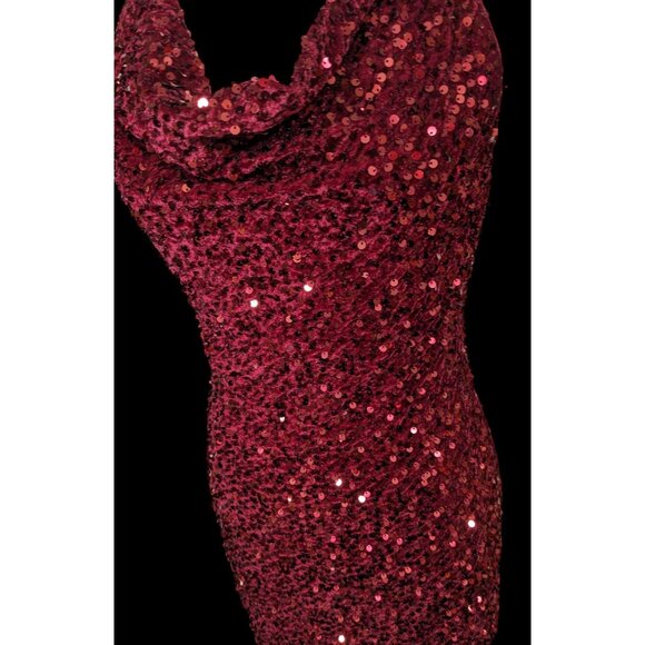 Glam Merlot Star Lights Halter Mini Dress By Selfie Leslie - Picture 2 of 12